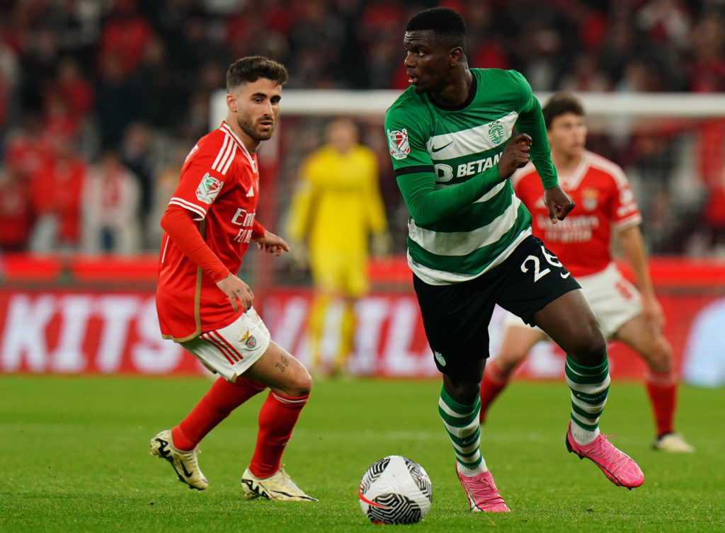 Ousmane Diomande of Sporting CP with Rafa Silva of SL Benfica in action during the Semi-Final second Leg - Portuguese Cup match between SL Benfica ...