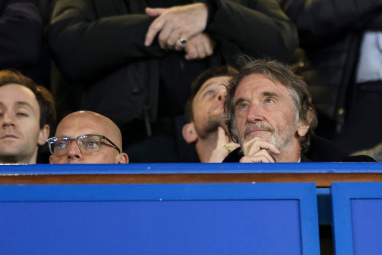 Sir Jim Ratcliffe, part owner of Man United with Sir Dave Brailsford after their sides 4-3 defeat during the Premier League match between Chelsea F...