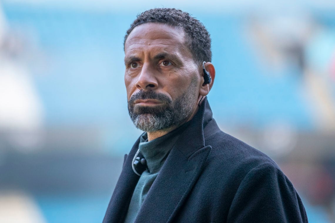 Rio Ferdinand is attending the UEFA Champions League Quarter Final 2nd Leg match between Manchester City and Real Madrid at the Etihad Stadium in M...