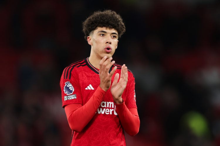 Ethan Wheatley of Manchester United acknowledges the fans following the Premier League match between Manchester United and Sheffield United at Old ...