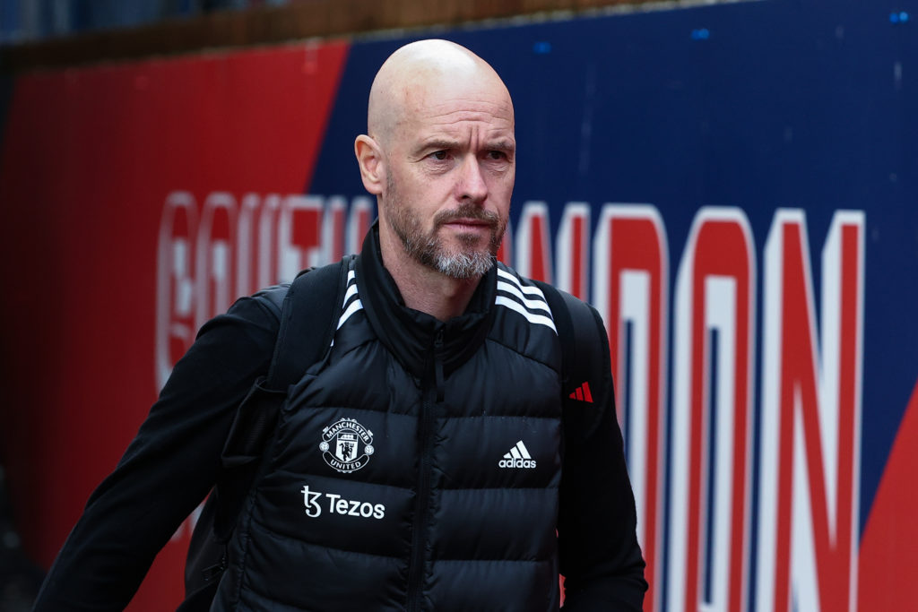 Manchester United manager Erik ten Hag arrives at the stadium during the Premier League match between Crystal Palace and Manchester United in Se...