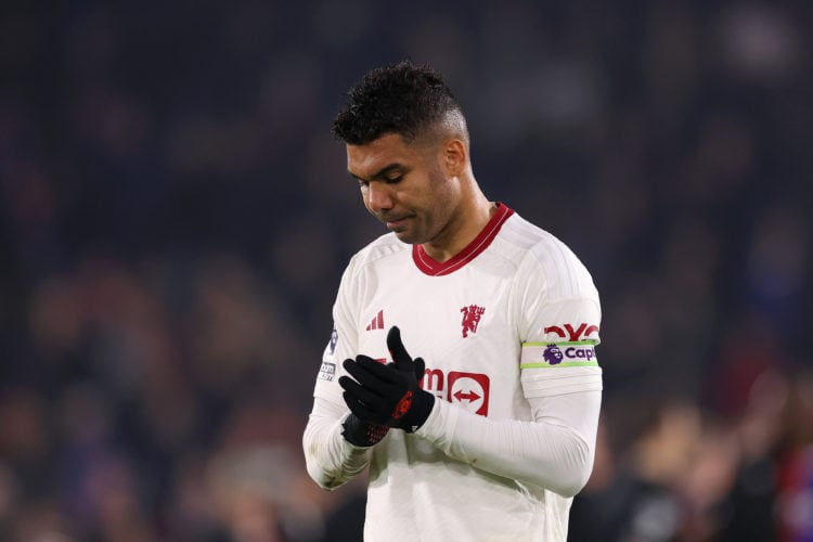 Casemiro of Manchester United applauds the fans after the team's defeat in the Premier League match between Crystal Palace and Manchester United at...