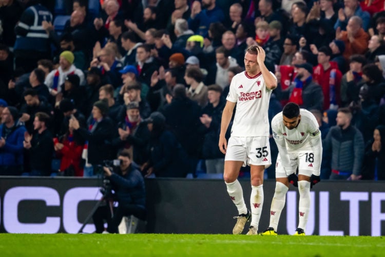 Jonny Evans of Manchester United in action during the Premier League match between Crystal Palace and Manchester United at Selhurst Park on May 06,...