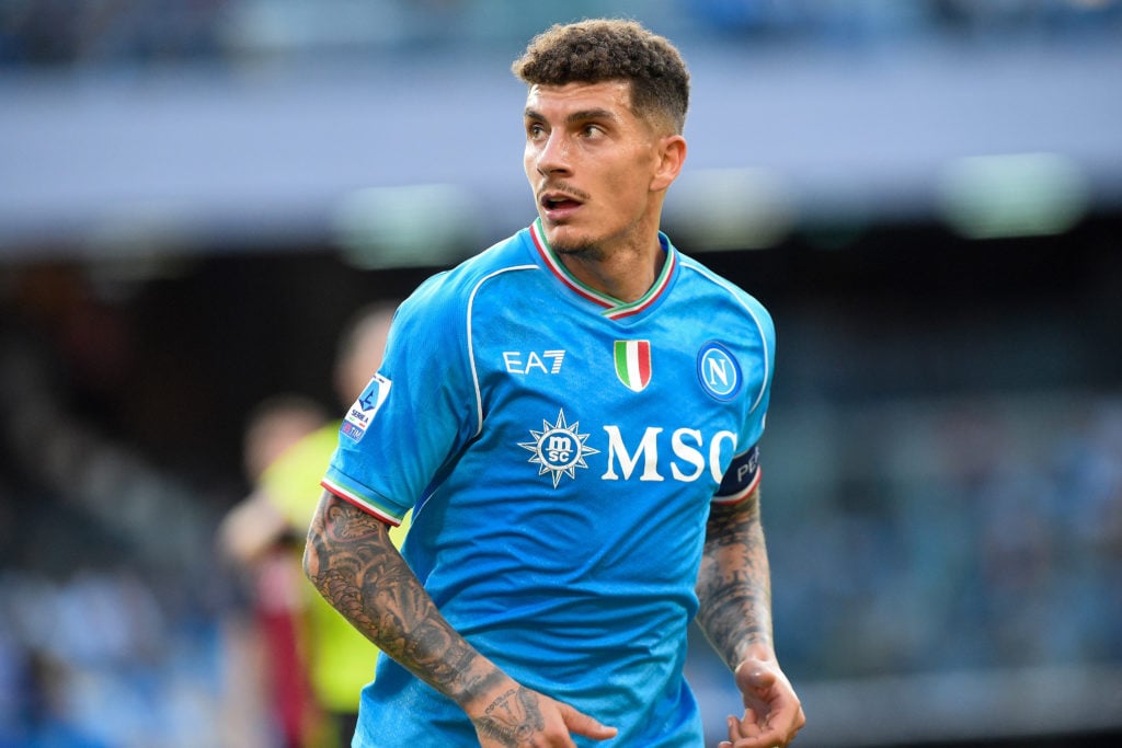 Giovanni Di Lorenzo of SSC Napoli during the Serie A TIM match between SSC Napoli and Bologna FC at Stadio Diego Armando Maradona Naples Italy on 1...