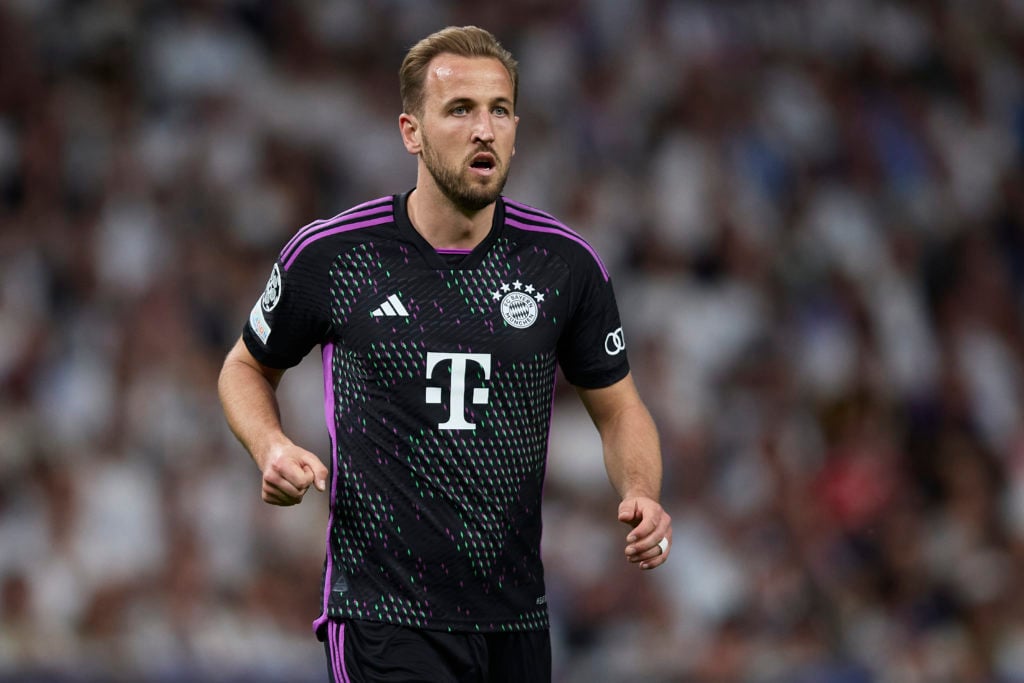 Harry Kane of FC Bayern München looks on during the UEFA Champions League semi-final second leg match between Real Madrid and FC Bayern München at ...