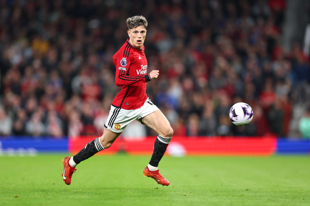 Alejandro Garnacho of Manchester United during the Premier League match between Manchester United and Newcastle United at Old Trafford on May 15, 2...