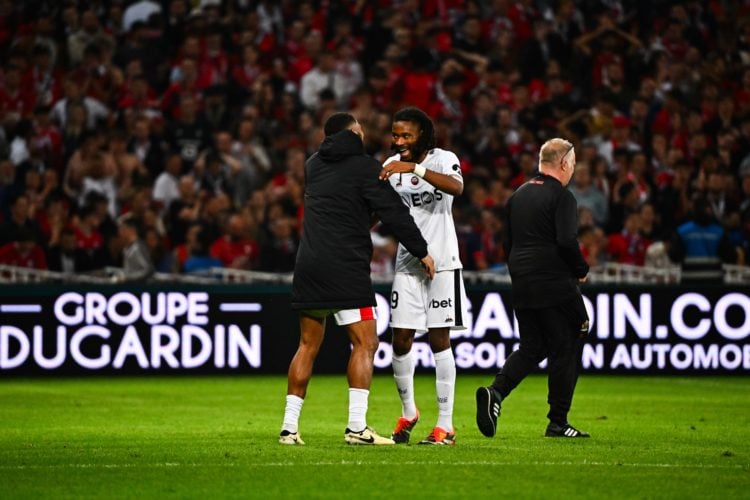 Khephren THURAM of Nice and Jean-Clair TODIBO of Nice during the Ligue 1 Uber Eats match between Lille and Nice at Stade Pierre-Mauroy on May 19, 2...