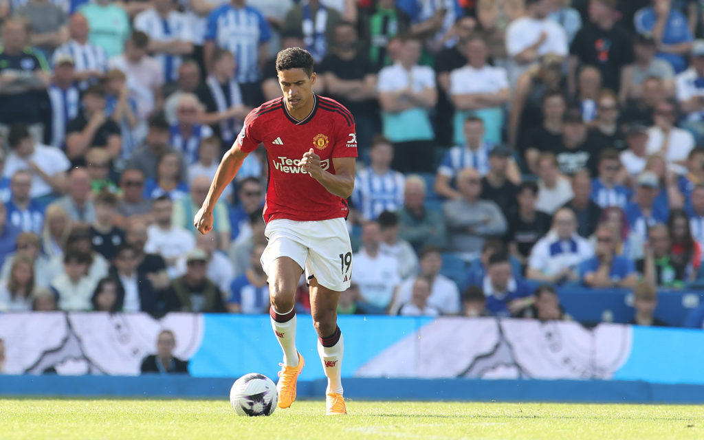 Raphael Varane of Manchester United in action during the Premier League match between Brighton & Hove Albion and Manchester United at American ...