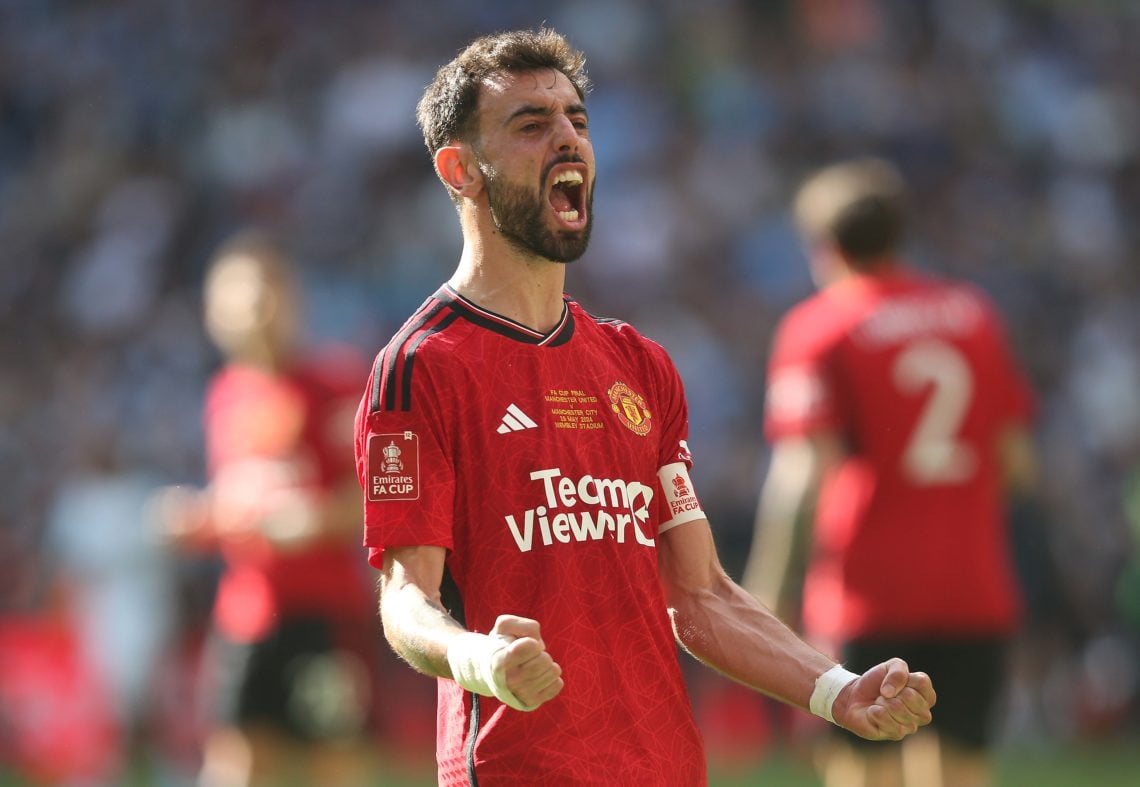 Bruno Fernandes of Manchester United celebration after winning the Emirates FA Cup Final during the Emirates FA Cup Final match between Manchester ...