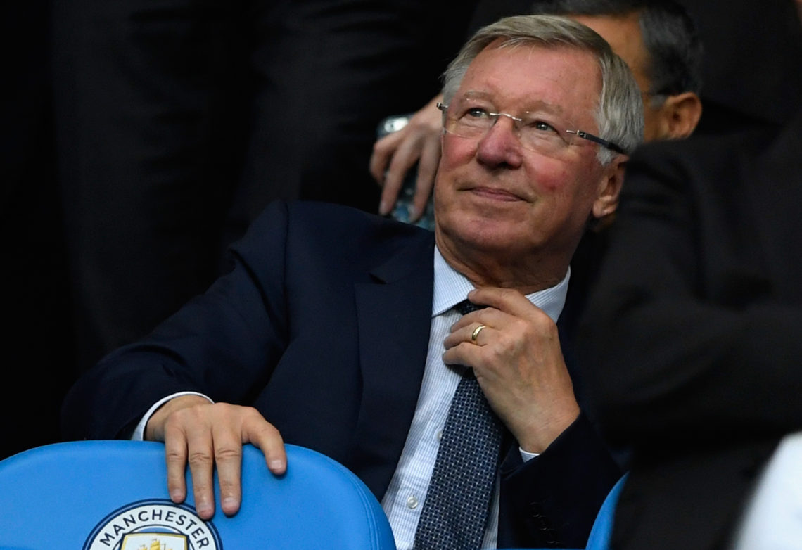 Sir Alex Ferguson during the Premier League match between Manchester City and Everton at Etihad Stadium on August 21, 2017 in Manchester, England.