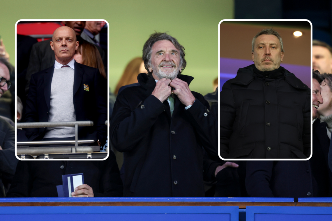 Sir Jim Ratcliffe watches on, inset, Sir Dave Brailsford and Jason Wilcox in separate photos.
