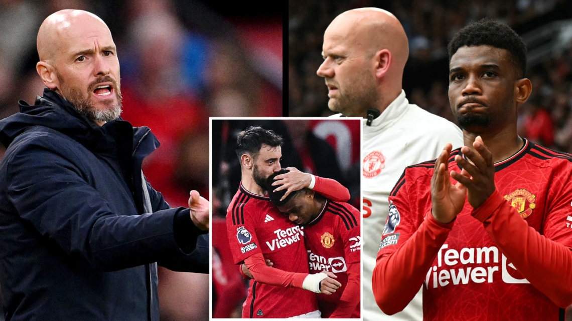 Manchester United winger Amad Diallo leaves the pitch after being substituted off during the Premier League football match between the Red Devils a...