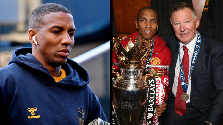 Ashley Young ahead of the Premier League match between Everton and Liverpool at Goodison Park. Another image features the Everton player alongside ...