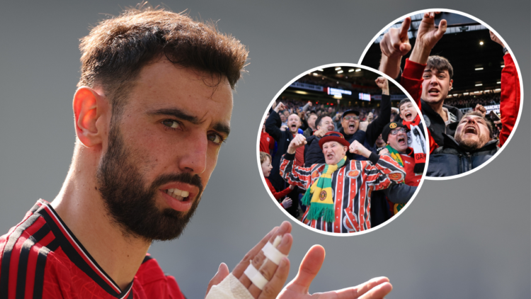 Bruno Fernandes of Manchester United during the Premier League match between Brighton and Hove Albion and Manchester United at the American Express...