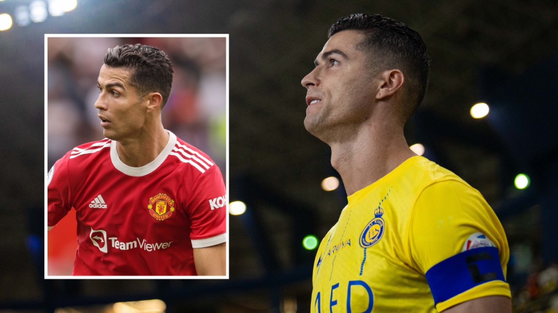 Cristiano Ronaldo of Al Nassr looks on prior to the Saudi Pro League match between Al Nassr and Al Ittihad at the Al Awwal Park Stadium on May 27, ...