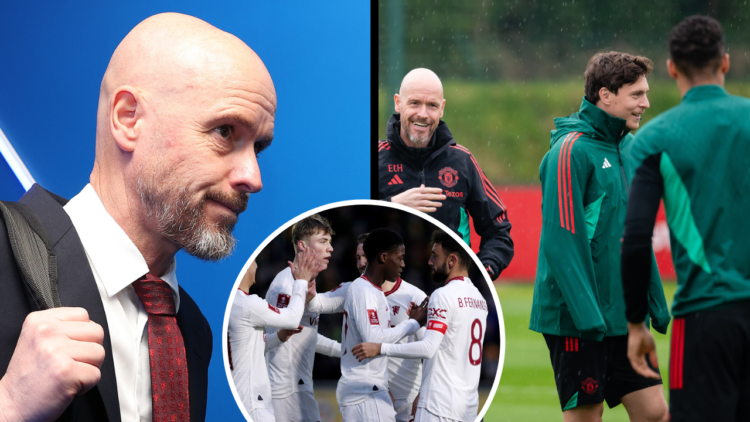 Manager Erik ten Hag of Manchester United arrived ahead of the Premier League match between Brighton and Hove Albion and Manchester United at the A...