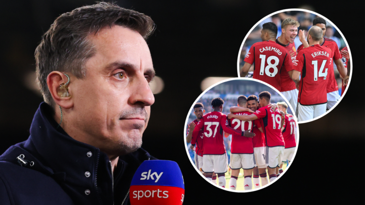 Sky Sports pundit Gary Neville prior to the Premier League match between West Ham United and Brentford at the London Stadium in February. An overla...