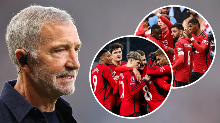 Graeme Souness during the 150th anniversary Heritage Match between Scotland and England at Hampden Park in 2023, including overlay images of Marcus...