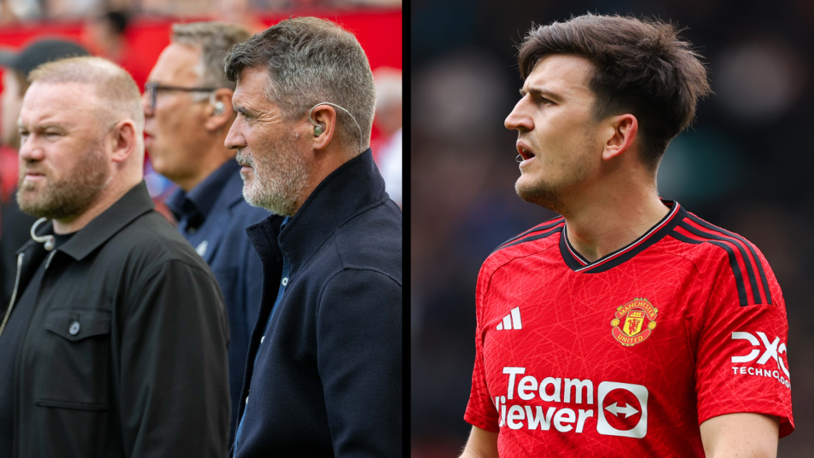 Former Manchester United players and Sky Sports pundits Wayne Rooney and Roy Keane are pitchside ahead of the Premier League match between the Red ...