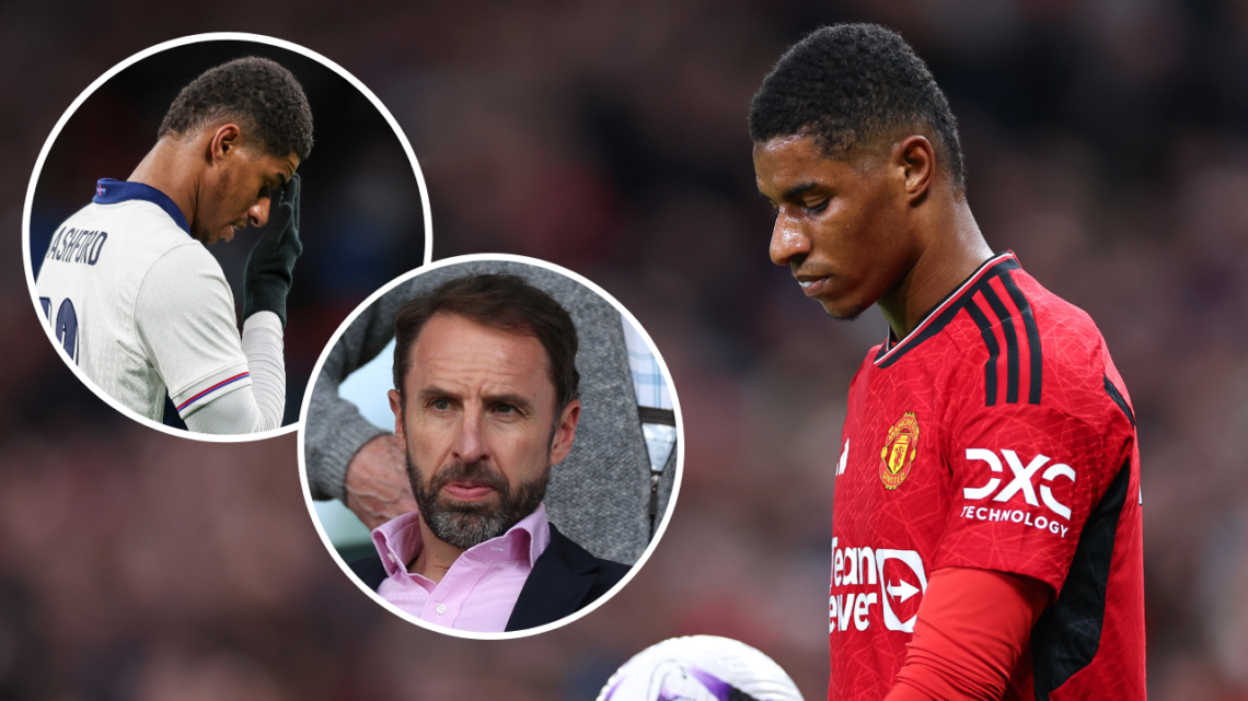 Marcus Rashford of Manchester United during the Premier League match between Manchester United and Newcastle United at Old Trafford in May. Overlay...