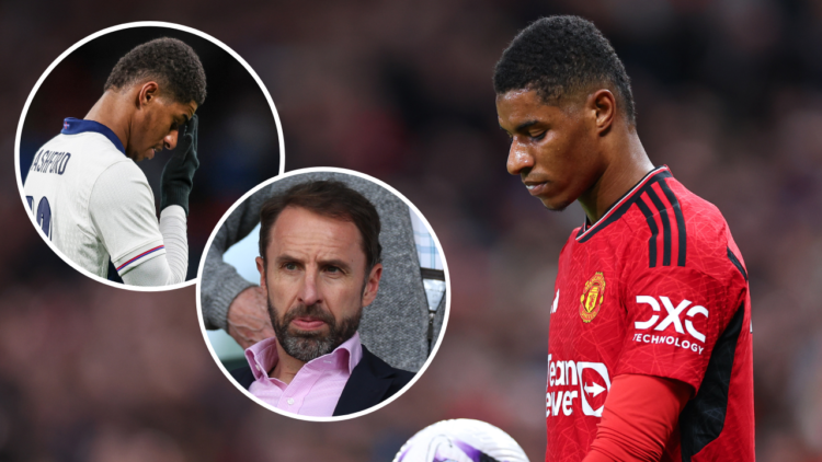 Marcus Rashford of Manchester United during the Premier League match between Manchester United and Newcastle United at Old Trafford in May. Overlay...