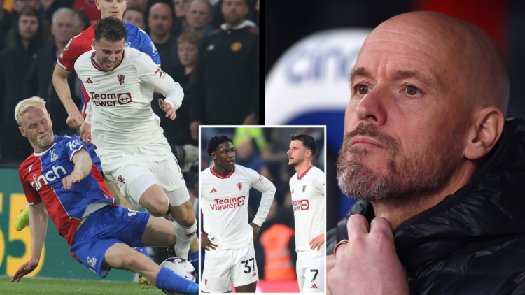 Manchester United manager Erik ten Hag during the Premier League match between Crystal Palace and the Red Devils at Selhurst Park, including an ima...