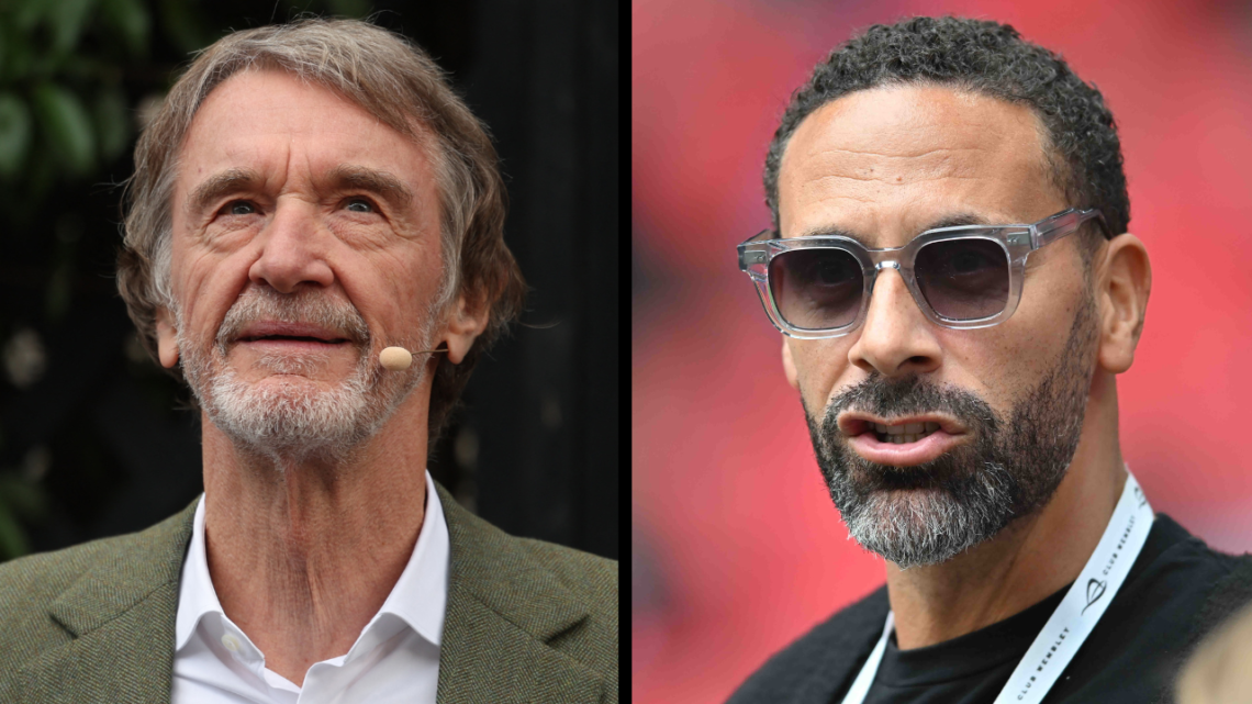 Rio Ferdinand attending the FA Cup semi-final match between Coventry City and Manchester United at Wembley Stadium in London in April. A side-by-si...
