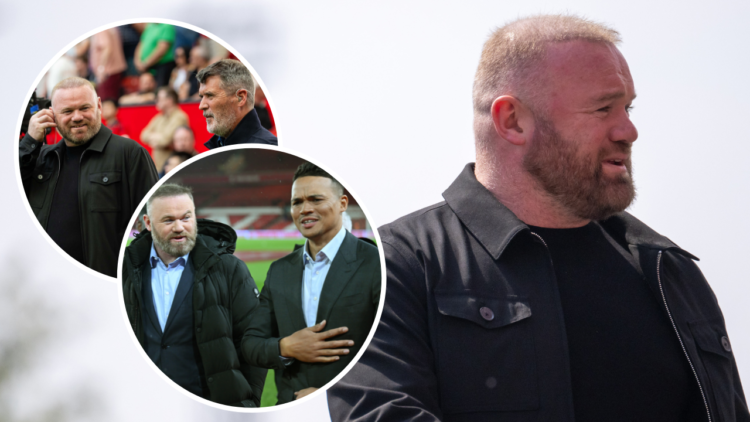 Former Manchester United player Wayne Rooney arrives ahead of the Premier League match between Manchester United and Arsenal at Old Trafford on May...
