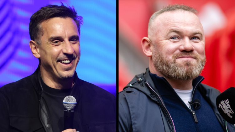 Former Manchester United players Rio Ferdinand and Wayne Rooney taking part in a pre-match interview ahead of the Premier League match between Manc...