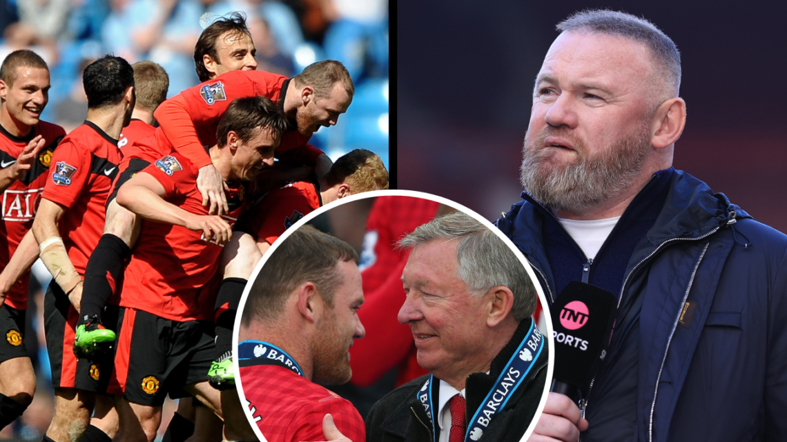 Wayne Rooney works as a pundit for TNT Sports television during the Premier League match between Manchester United and Everton at Old Trafford on M...