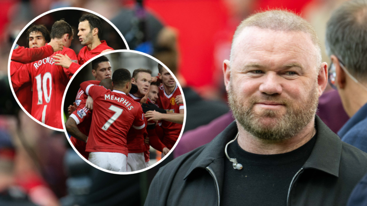 Former Manchester United player and Sky Sports pundit Wayne Rooney stands pitchside ahead of the Premier League match between Manchester United and...