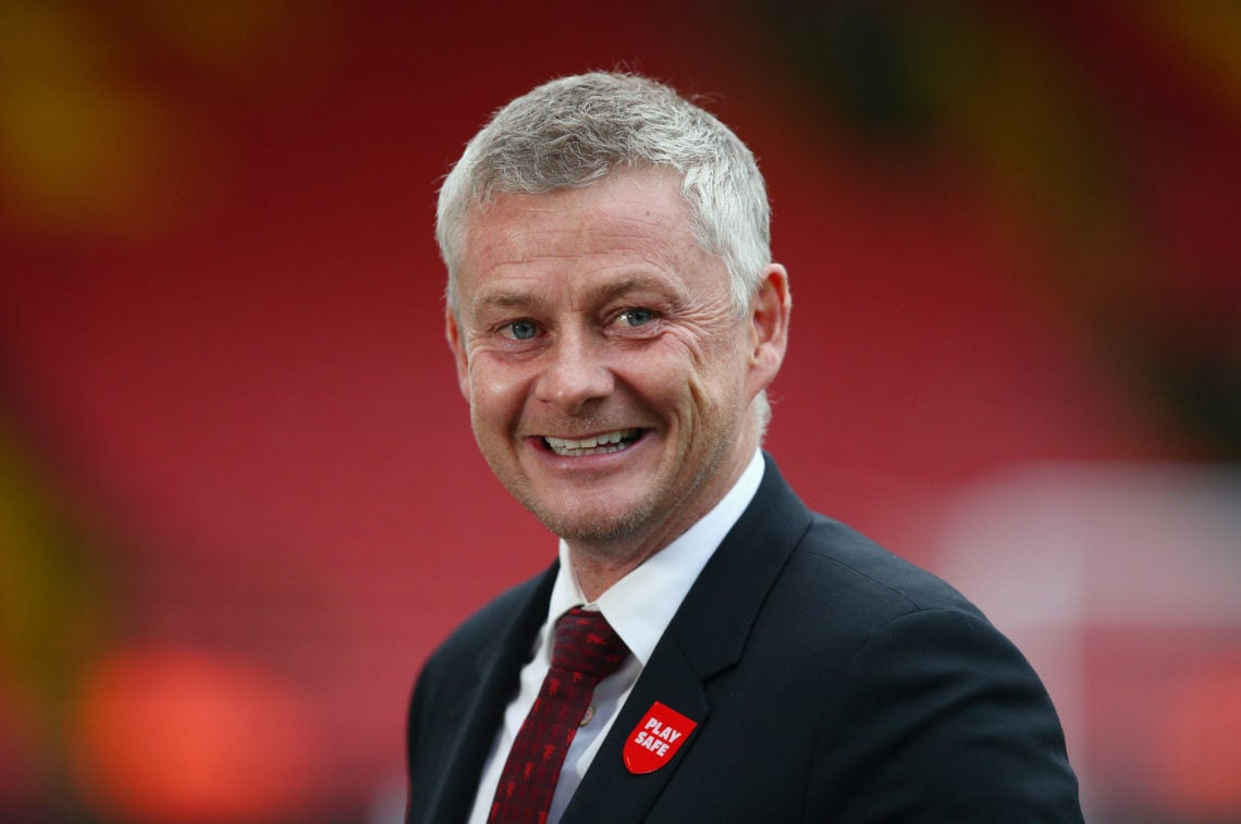 Ole Gunnar Solskjaer, Manager of Manchester United smiles prior to the Premier League match between Watford and Manchester United at Vicarage Road ...