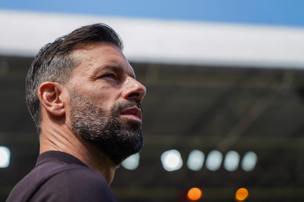 Head Coach Ruud van Nistelrooij of PSV looks on during the Eredivisie match between PSV and sc Heerenveen at Philips Stadion on May 21, 2023 in Ein...