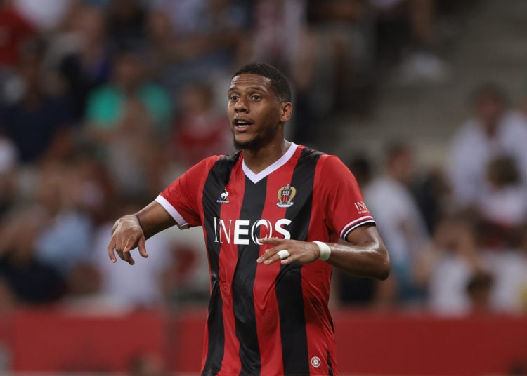 Jean-Clair Todibo of OGC Nice reacts during the Ligue 1 Uber Eats match between OGC Nice and LOSC Lille on August 11, 2023 in Nice, France.