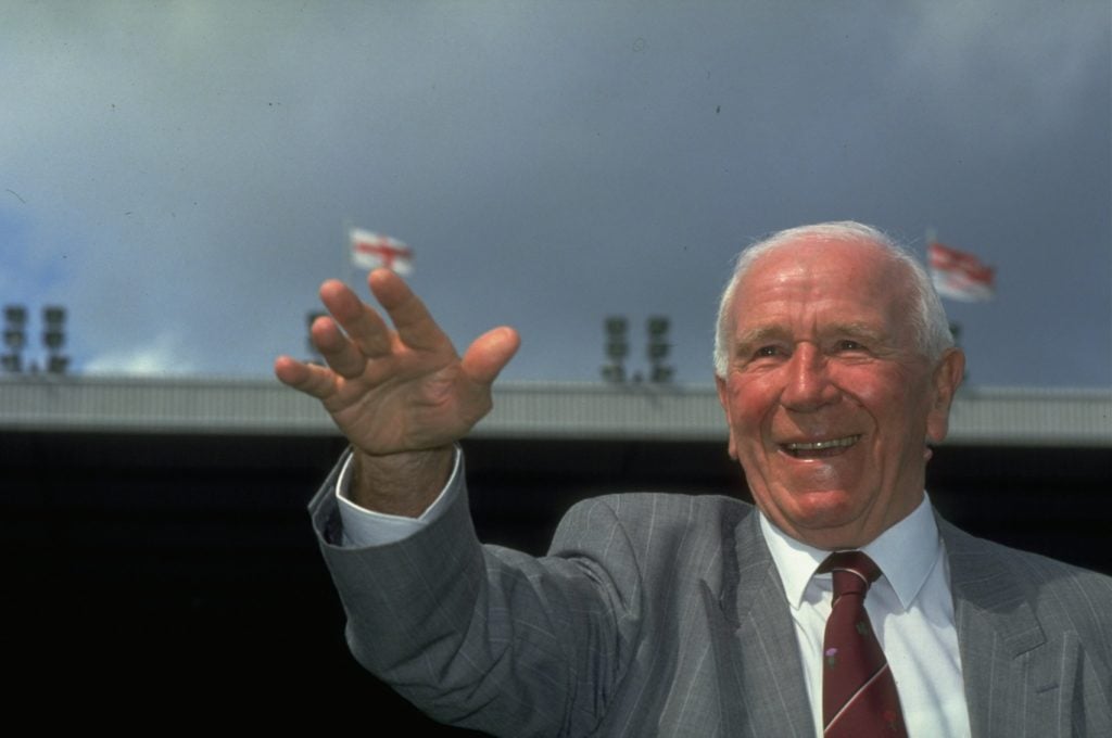 Portrait of Sir Matt Busby.  Mandatory Credit: Ben  Radford/Allsport