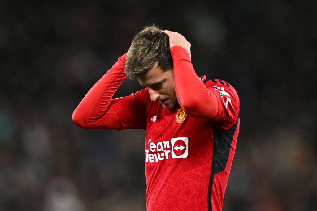 Mason Mount of Manchester United looks dejected after Mauro Icardi of Galatasaray S.k scores the team's third goalduring the UEFA Champions League ...