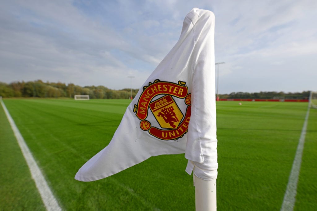 A general view ahead of the Manchester United U18 v Derby County U18: U18 Premier League match at Carrington Training Ground on October 07, 2023 in...