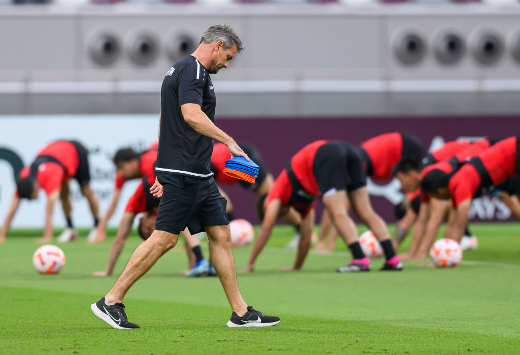 Ashley Michael Westwood Afghanistan head coach during a training session at the Khalifa International Stadium in Doha, Qatar on November 15, 2023. on...