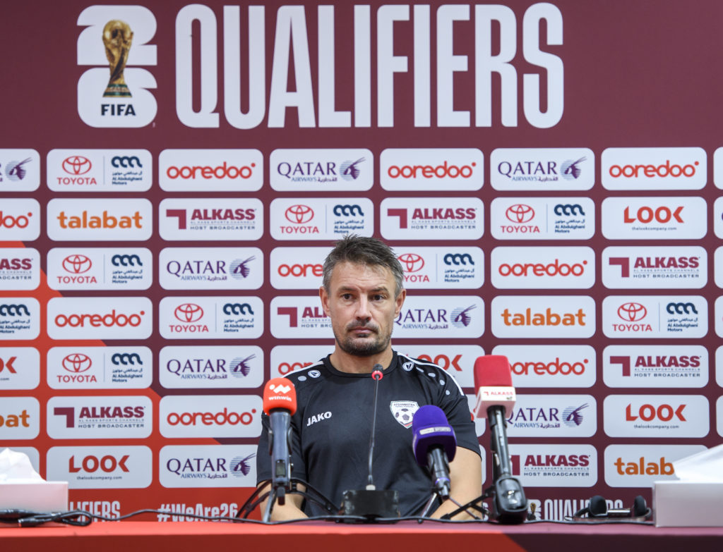 Afghanistan national team coach Ashley Michael Westwood attends a press conference ahead of the 202 FIFA World Cup Qualifiers...