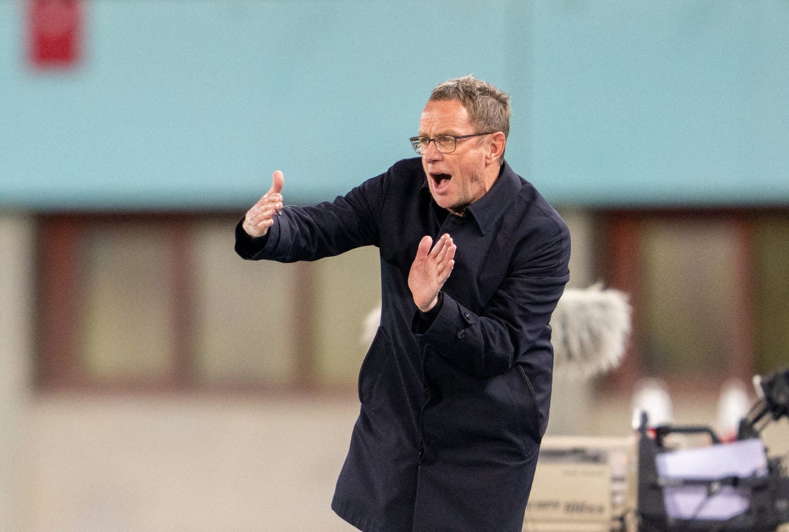 Austria's coach Ralf Rangnick gestures during the friendly football match between Austria and Turkey in Vienna, Austria, on March 26, 2024. (Photo ...