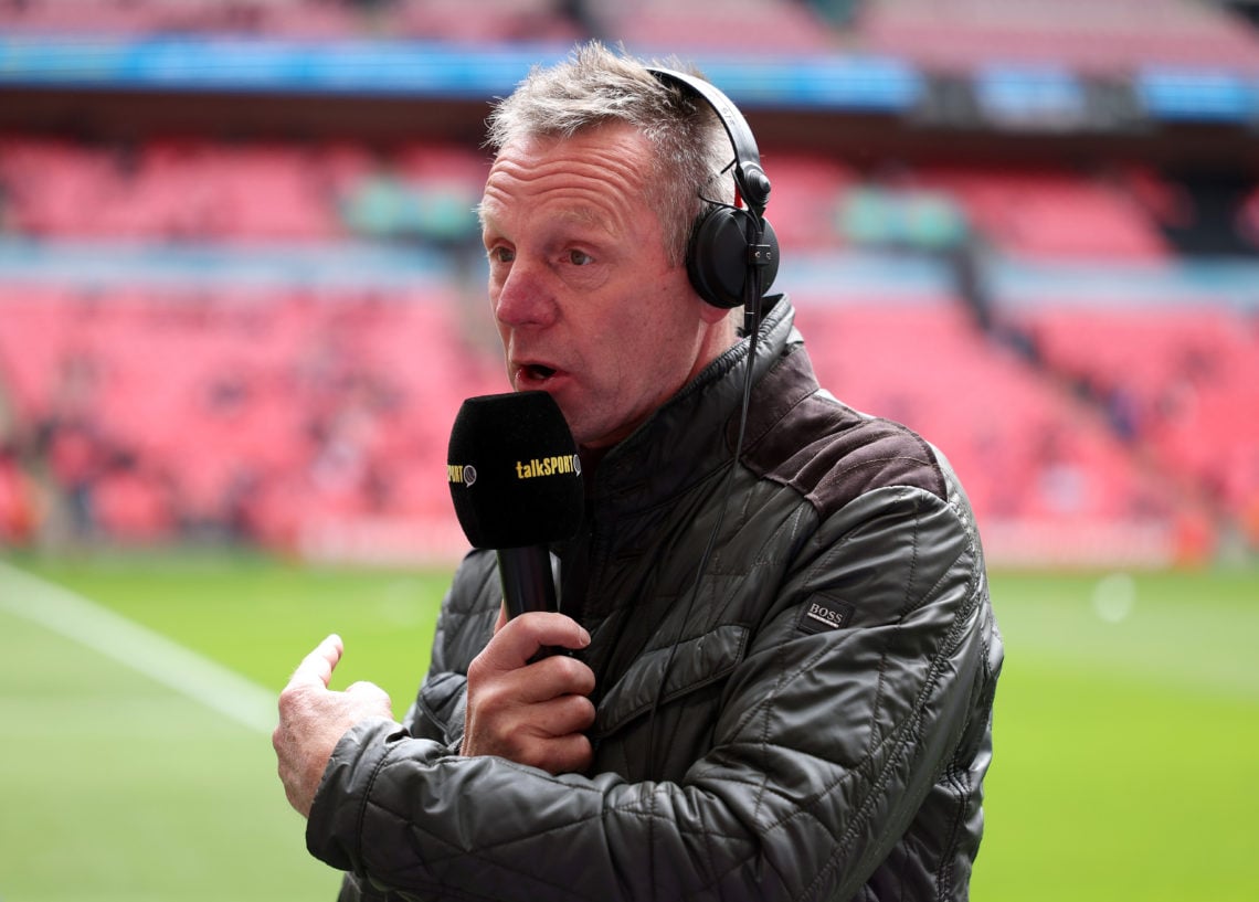 Former footballer Stuart Pearce commentating on radio during the Emirates FA Cup Semi Final match between Coventry City and Manchester United at We...