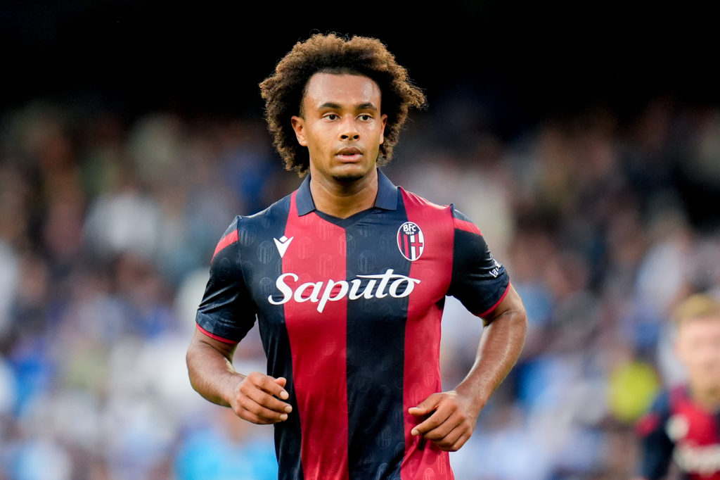 Joshua Zirkzee of Bologna FC looks on during the Serie A TIM match between SSC Napoli and Bologna FC at Stadio Diego Armando Maradona on 11 May 20...