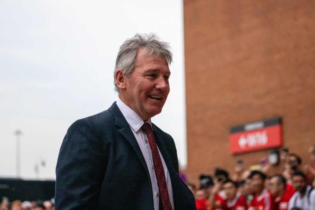 Former Manchester United player Bryan Robson arrives ahead of the Premier League match between Manchester United and Arsenal FC at Old Trafford on ...