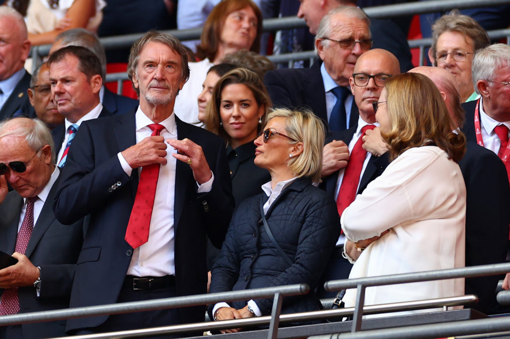 Manchester United co-owner Jim Ratcliffe looks on during the Emirates FA Cup Final match between Manchester City and Manchester United at Wembley S...