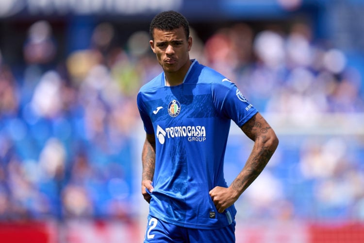 Mason Greenwood of Getafe CF looks on during the LaLiga EA Sports match between Getafe CF and RCD Mallorca at Coliseum Alfonso Perez on May 26, 202...