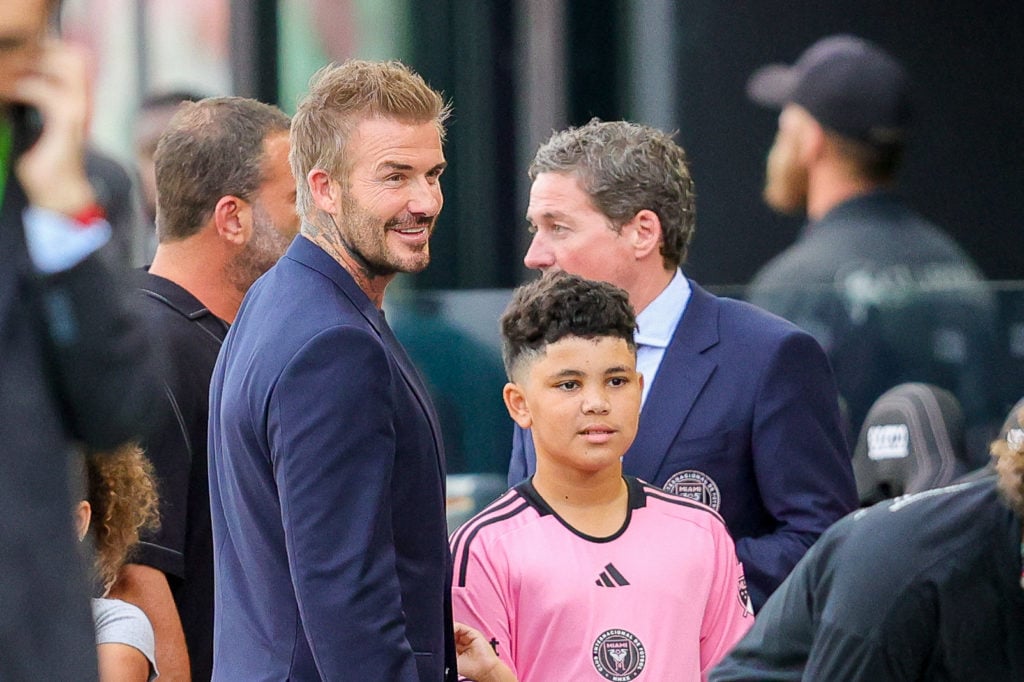 Inter Miami's co-owner David Beckham looks on during the Major League Soccer (MLS) regular season football match between Inter Miami CF and St. Lou...