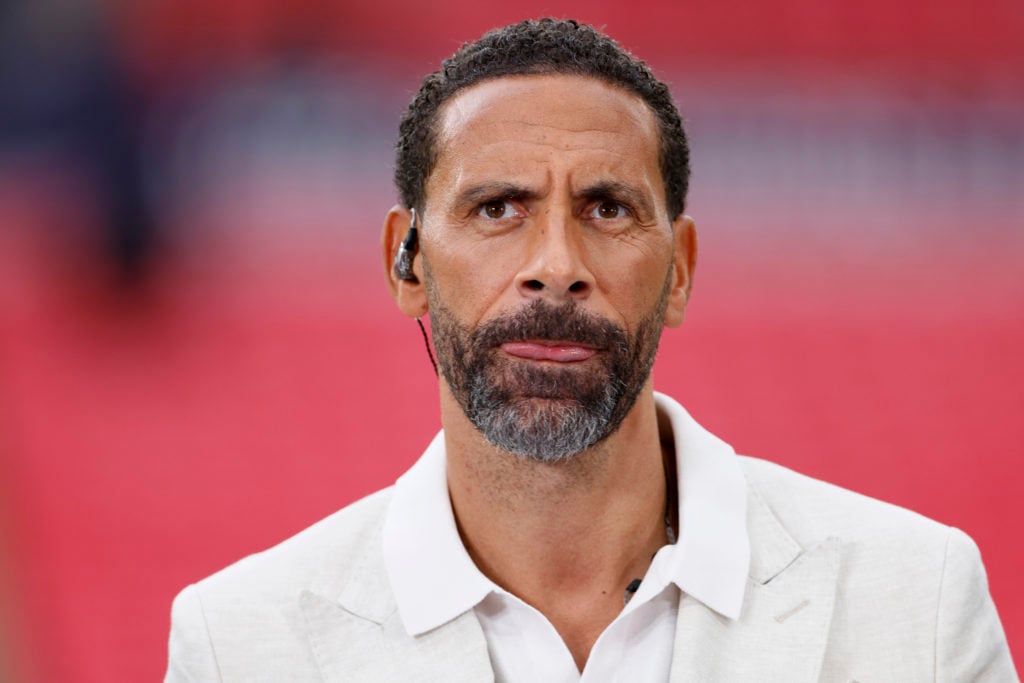 Rio Ferdinand former footballer and TV pundit before the UEFA Champions League 2023/24 final match between Borussia Dortmund and Real Madrid CF at ...