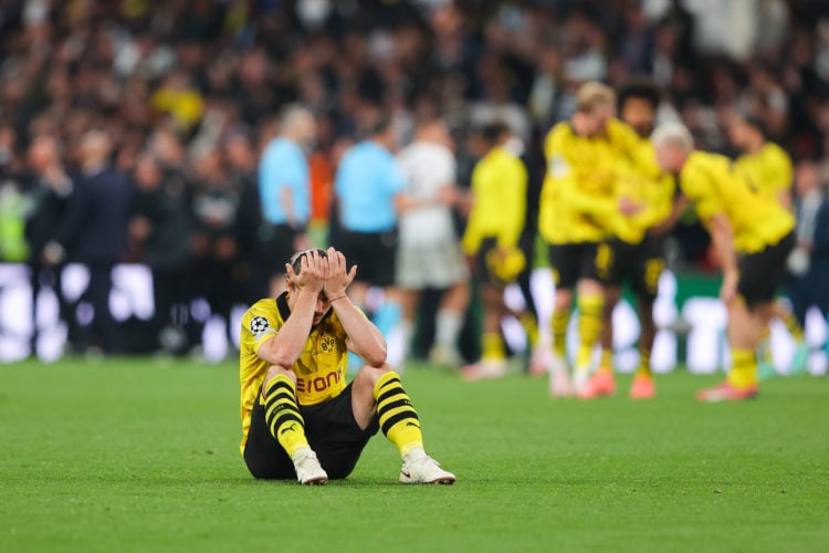 Marcel Sabitzer of Borussia Dortmund looks dejected on the full-time whistle during the UEFA Champions League 2023/24 final match between Borussia ...