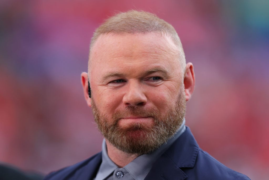 Pundit Wayne Rooney looks on during the international friendly match between England and Iceland at Wembley Stadium on June 07, 2024 in London, Eng...