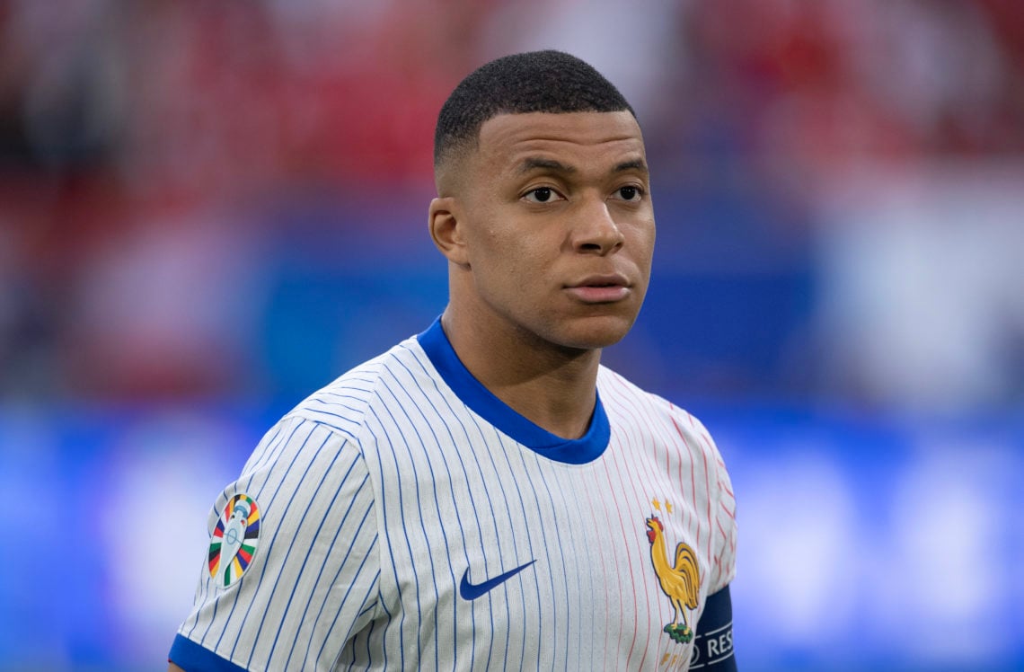 Kylian Mbappe of France looks on during the UEFA EURO 2024 group stage match between Austria and France at D¸sseldorf Arena on June 17, 2024 in Dus...